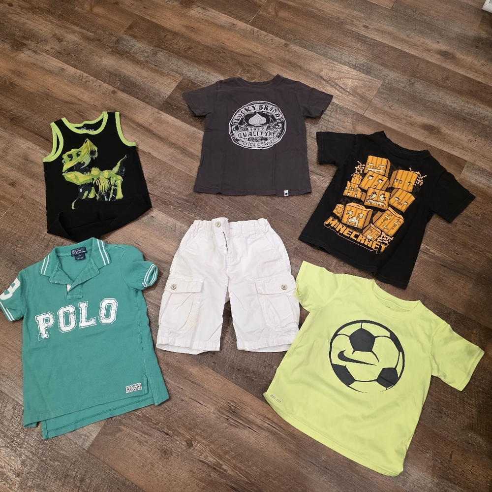 Boys Size 5 Spring Summer Lot. Polo, Lucky, Nike, Mojang,  Epic Threads
